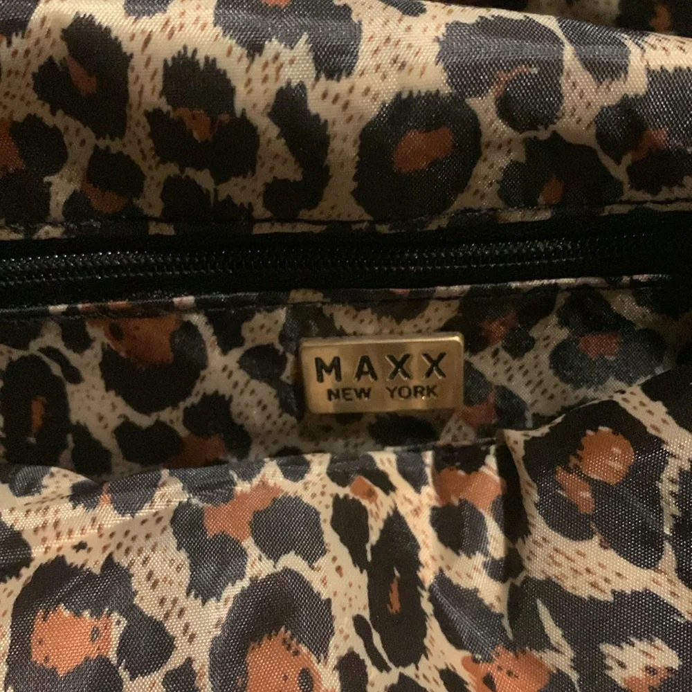 Maxx NY Large Tan Croc Leather Studded Hobo Bag